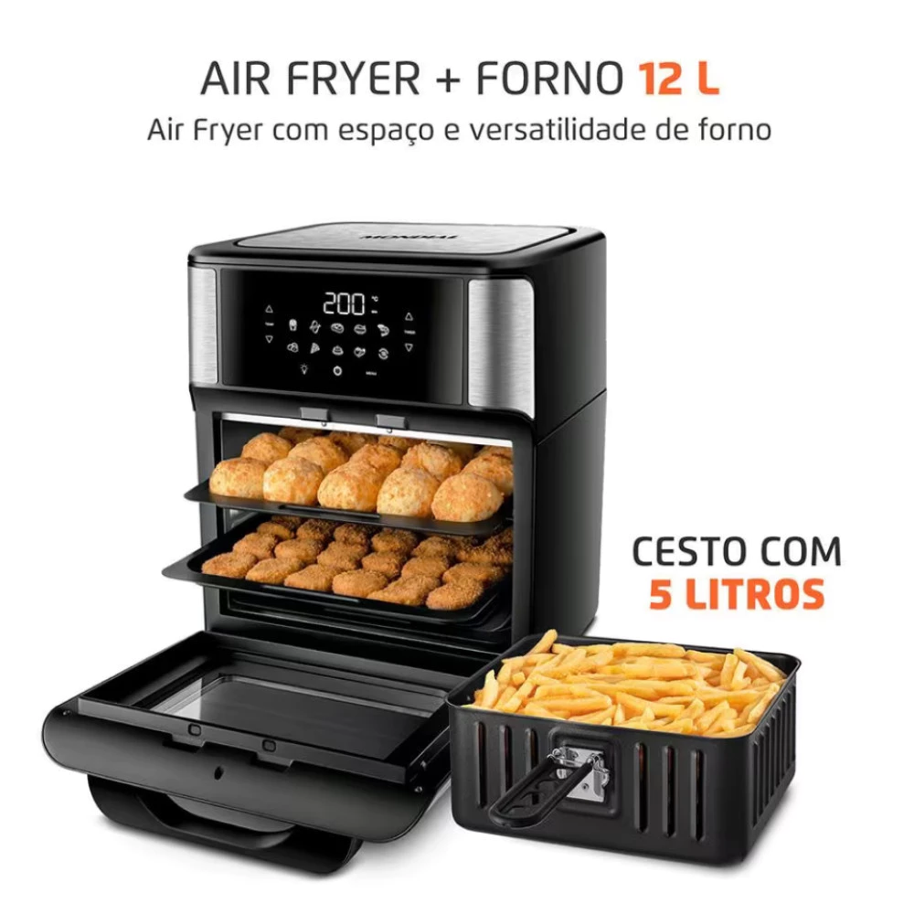 Fritadeira Elétrica Sem Óleo Air Fryer Oven 2 em 1 Mondial AFON-12L-BI 12L Digital - 2