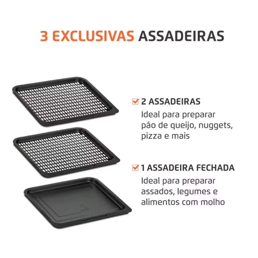 Fritadeira Elétrica Sem Óleo Air Fryer Oven 2 em 1 Mondial AFON-12L-BI 12L Digital - 3